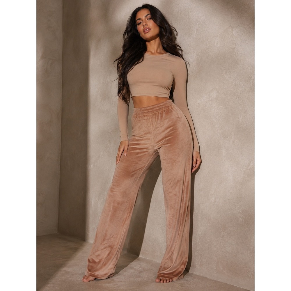 SKIMS Velour Wide Leg Track Pants Sienna Large